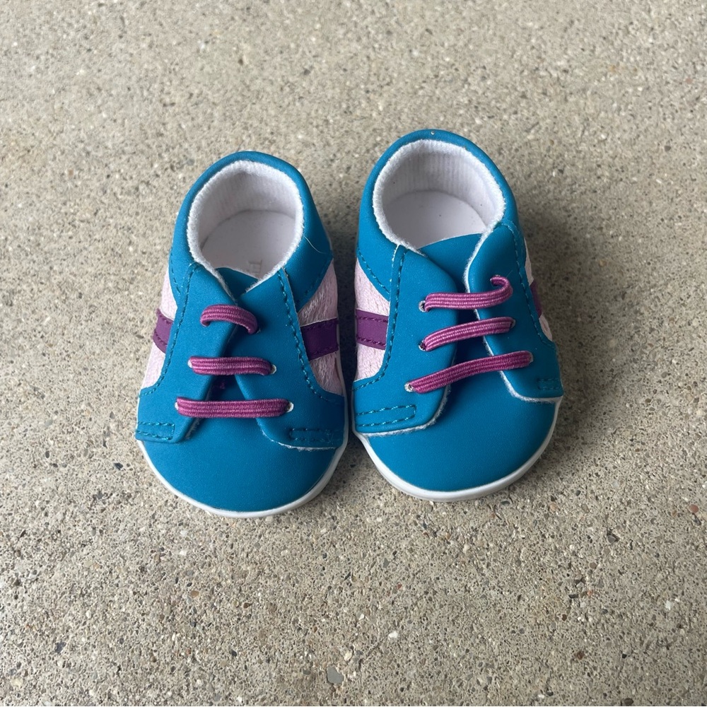 American Girl doll blue and purple shoes